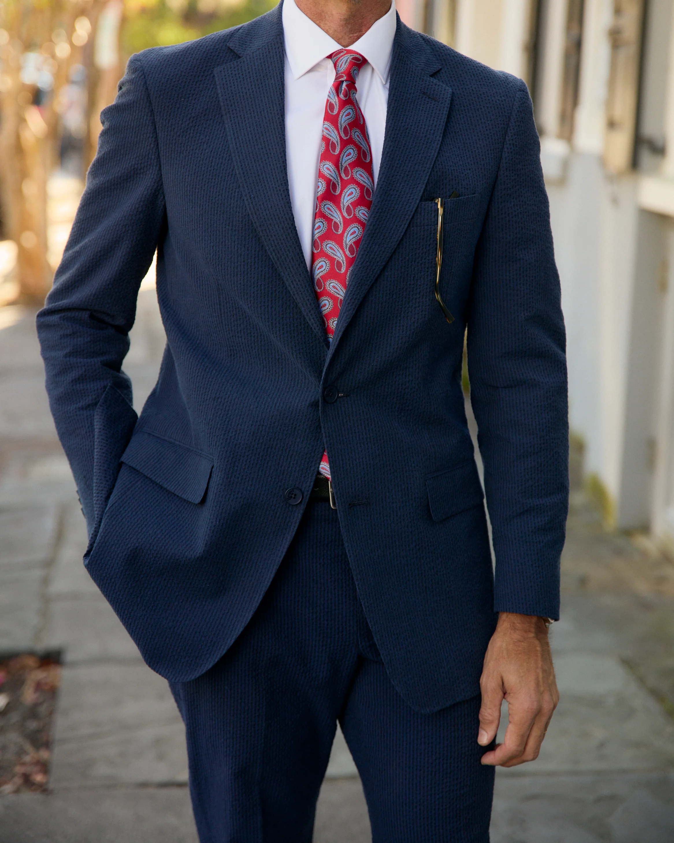 Vieux Carre Navy/Black Seersucker Stretch Sport Coat - Image 4